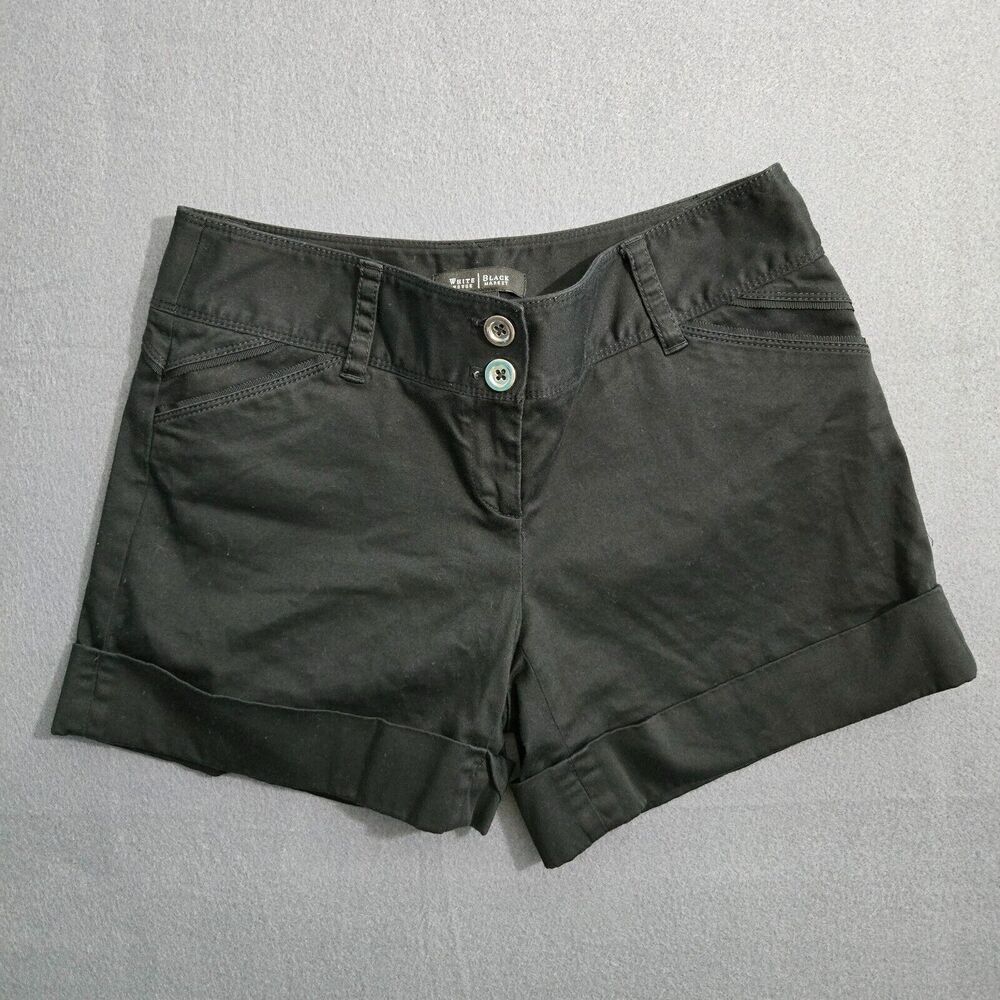 WHBM Shorts Women 2 Black Low Rise 4" Mini Cuffed